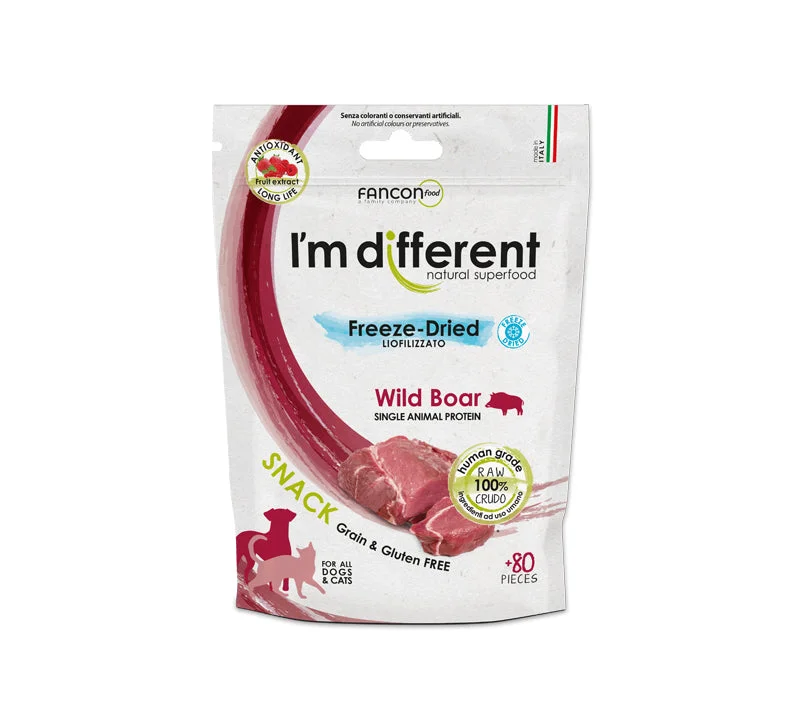 I'm Different Snacks, Wild Boar, 80pcs (Freeze Dried)