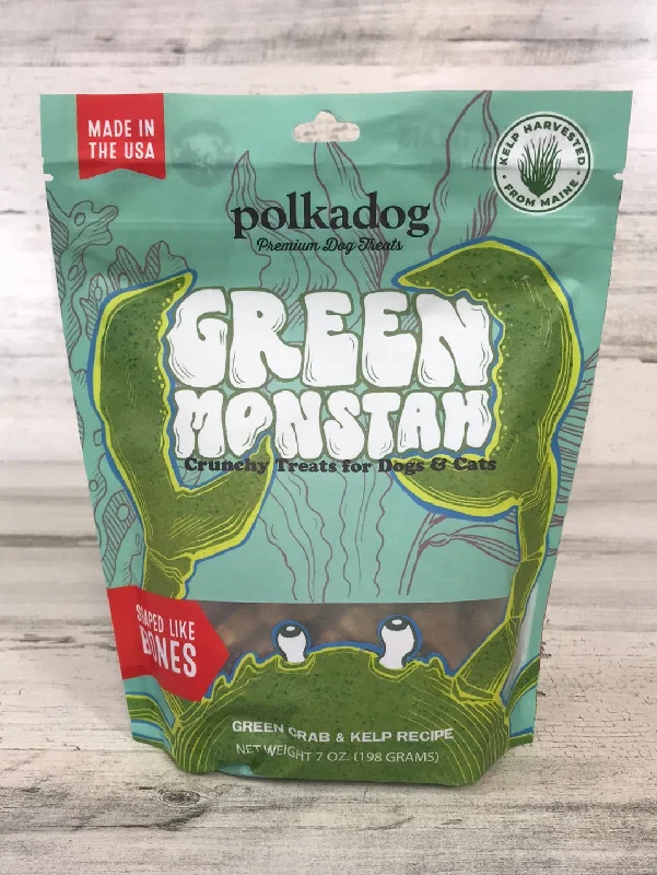 Polka Dog Green Monstah Bones 7oz Pouch