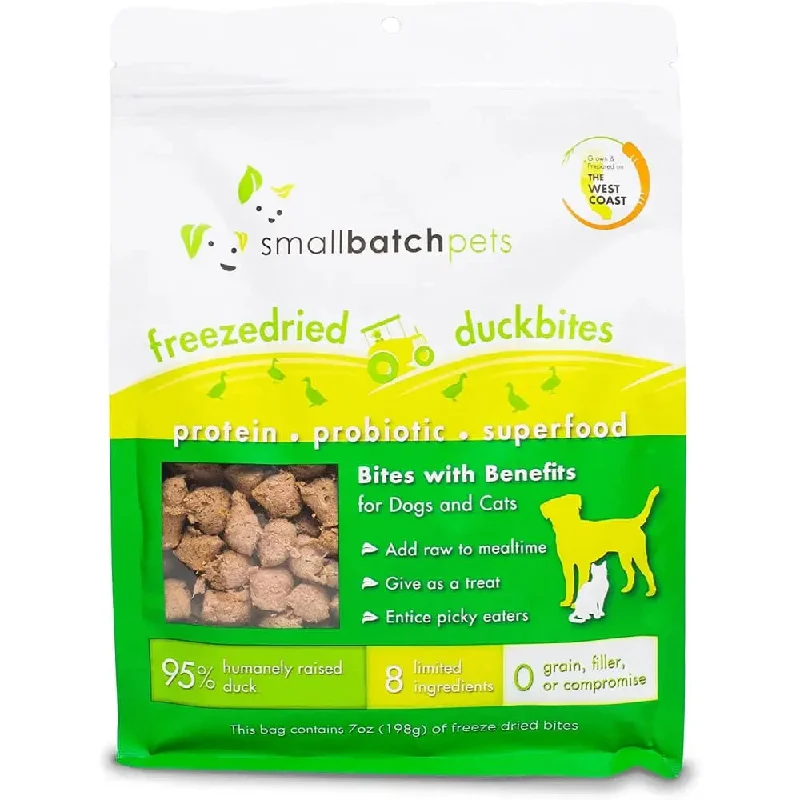 Smallbatch Pets Freeze-Dried Duck Bites for Dogs & Cats, 7 oz