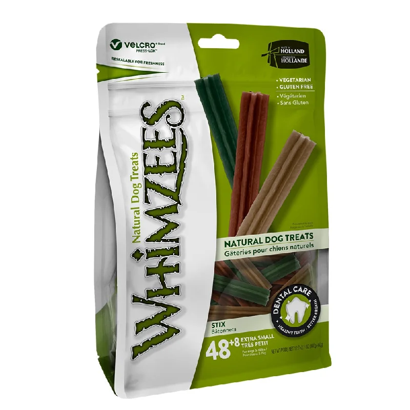 Whimzees Stix Xtra Small Mix Brown / Green / Orange 48+8 pcs