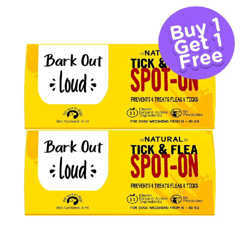 Bark Out Loud Natural Tick & Fleas Spot On Solution for Dogs and Cats (Limited Shelf Life) (Buy 1 Get 1)