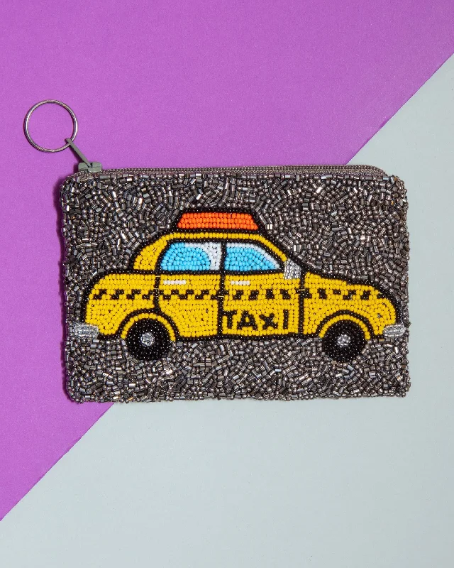 Dog NYC Beaded Coin Purse w/ Taxi