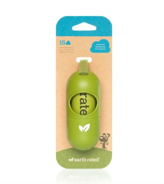 Earth Rated Eco-Friendly Leash Dispenser Bio Poop Bags (15 Unscented Bags)