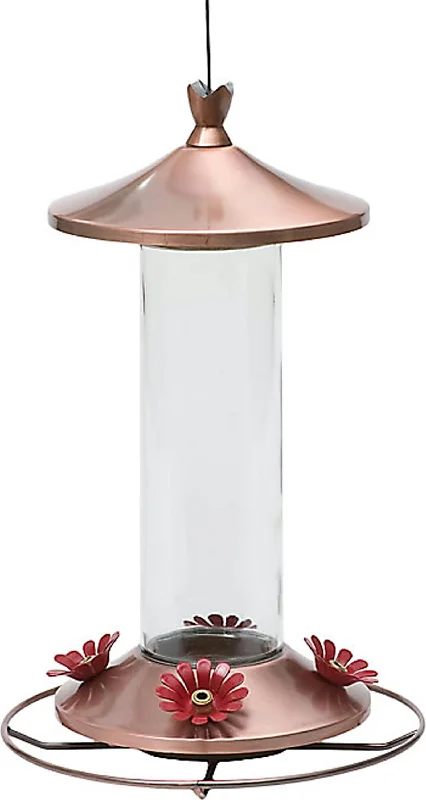 Elegant Copper Glass Hummingbird Feeder