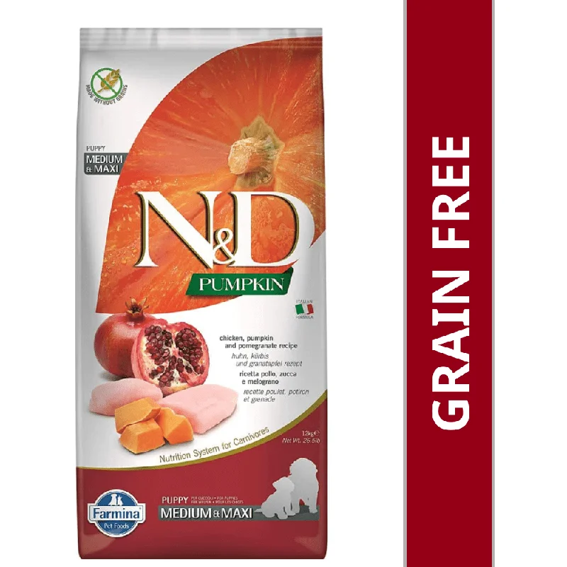 Farmina N&D Pumpkin Chicken & Pomegranate Grain Free Puppy Medium Maxi Dog Dry Food (Limited Shelf Life)