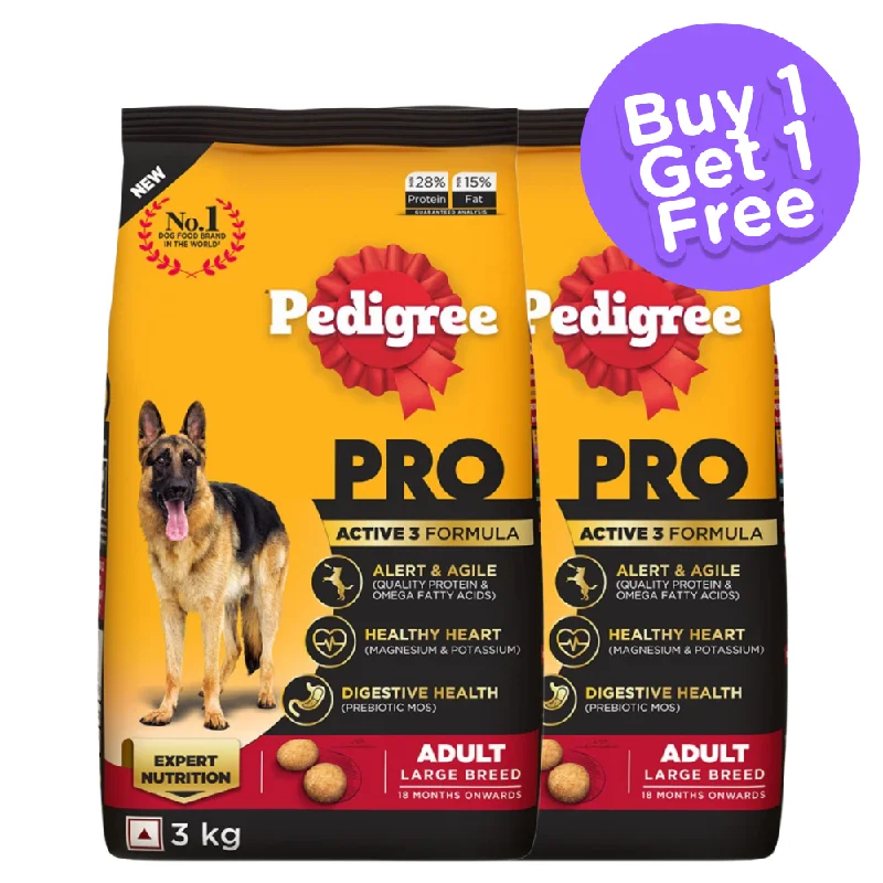 Pedigree PRO Expert Nutrition Active Adult (18 Months Onwards) Large Breed Dog Dry Food (Limited Shelf Life) (Buy 1 Get 1)