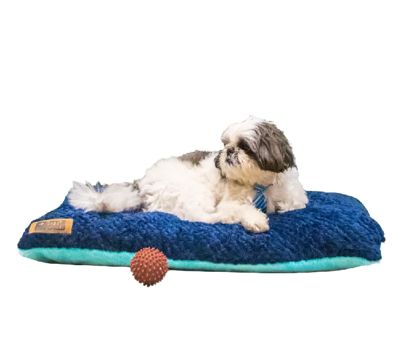 Petter World Luxury Reversible Chopped Foamed Pillow Bed with Soft Fur for Dogs (Turquoise)