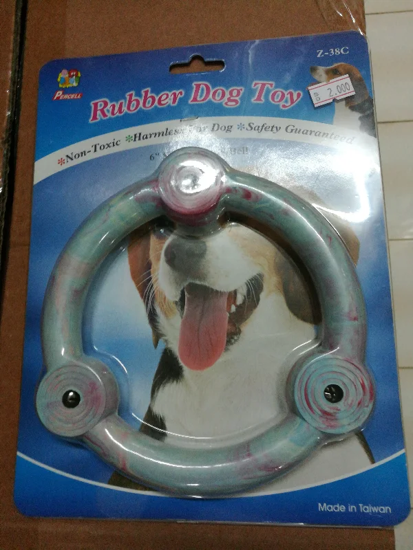 Rubber dog toy 6" solid ring w/bell