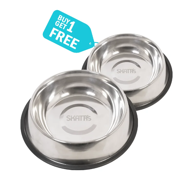 Skatrs Anti Skid Stainless Steel Bowl for Dogs and Cats (Buy 1 Get 1)