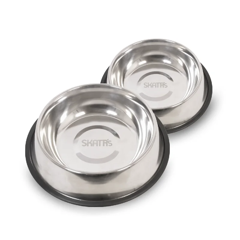 Skatrs Anti Skid Stainless Steel Bowl for Dogs and Cats Medium and Extra Large Combo