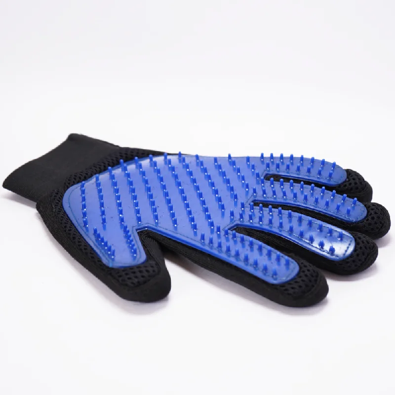 Skatrs Mess Free Deshedding Grooming Gloves for Dogs and Cats (Blue)