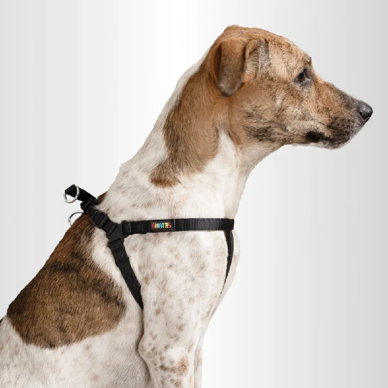 Skatrs Padded Nylon Y Harness for Dogs & Cats (Black)