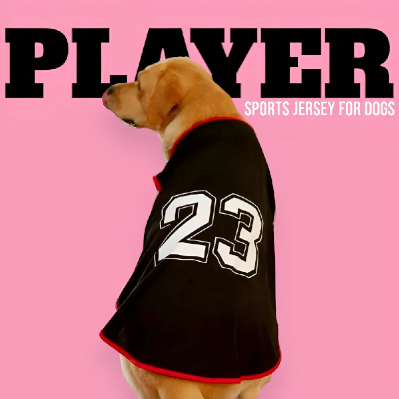 Talking Dog Club Player Ltd Edition Sports Tshirt for Dogs (Black)