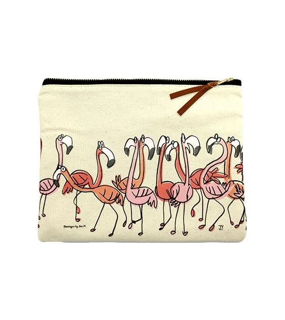 The Animal Project Canvas Pouch (Flamingoes By Jun-Yi)