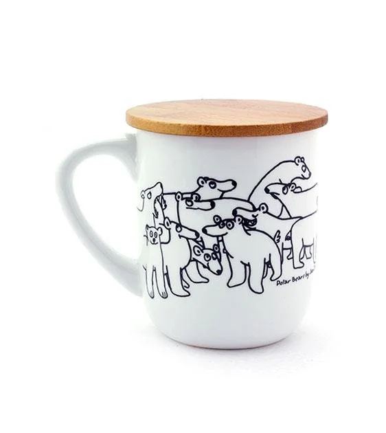 The Animal Project U-Mug With Wooden Lid (Polar Bears By Jun-Yi)