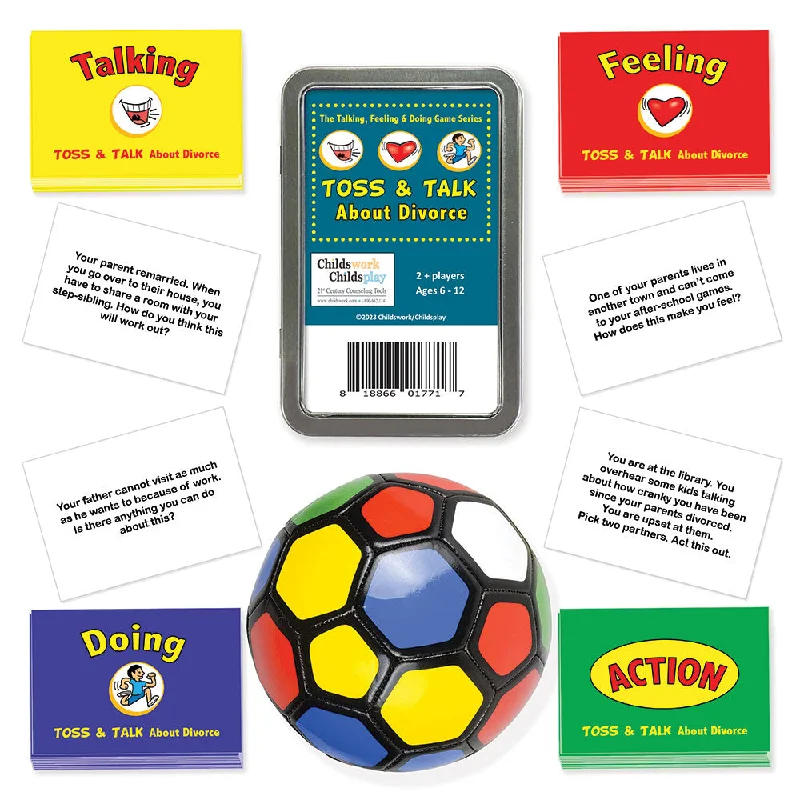 The Talking, Feeling & Doing Divorce Toss & Talk Card Game with Ball