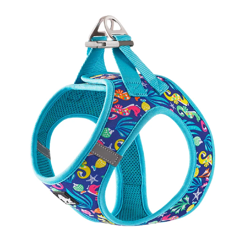 Truelove Floral Printed Breathable Air Mesh Harness for Dogs (Blue Atoll)