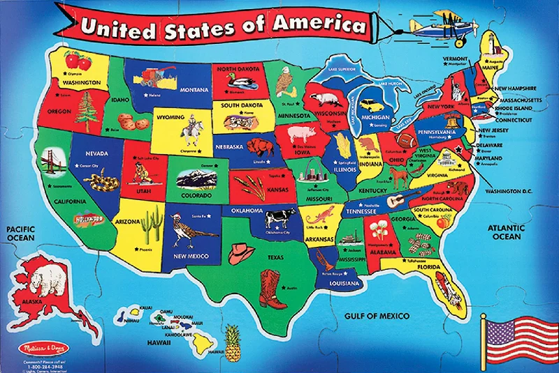 U.S.A. (United States) Map Floor Puzzle - 51 Pieces