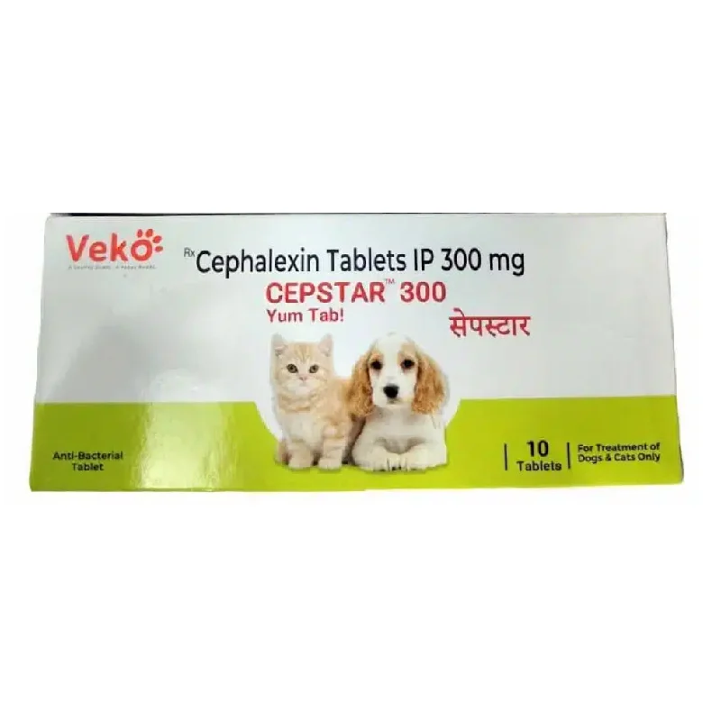 Veko Cepstar 300mg (Cephalexin) Tablet Dogs & Cats (pack of 10 tablets)